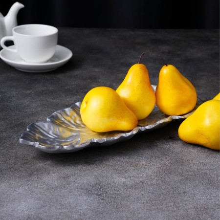 Fruit dish of Dolyana "Sebert leaf", 37 × 14 cm, silver color-5