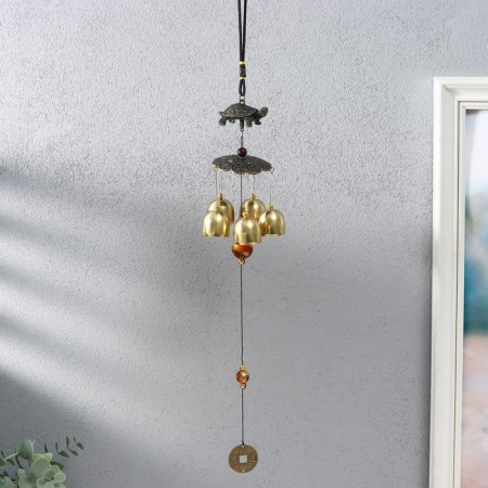 Wind Music Metal "Turtle on Coins" 5 bells 41x6 cm