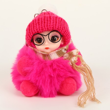 Soft toy "Winter doll" with glasses, on a key fob, 16 cm, color mix-1