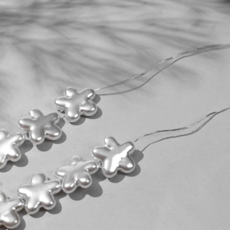 Plastic beads on the threads "pearl" flower 1.8 × 1.8 × 1 cm, (set 40 beads), white color-3