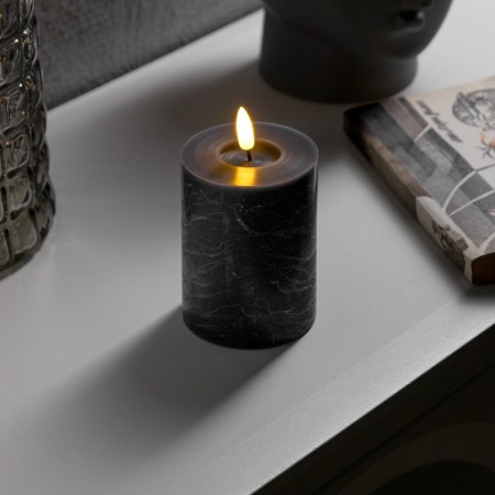 Silver LED candle, 7.5 × 12.5 × 7.5 cm, wax, plastic, batteries AAAX2 (not in the kit), glow warm white