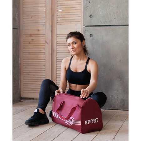 Sports bag, lightning department, long belt, burgundy color-5
