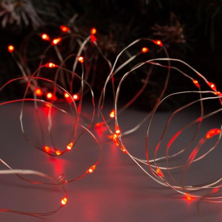 Garland "thread" 10 m Rosa, IP20, silver thread, 100 LED, red glow, 12 V-2