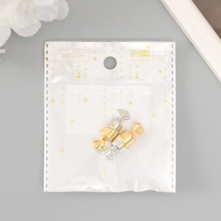 Magnetic Metal Castle "Candy" gold and silver set 2 pcs 1x3x1 cm-3