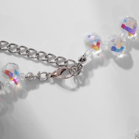 Choker "Shine" bright beads, rainbow color in silver, 33 cm-2