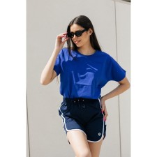 Women's shorts ise, size 50 cm, dark blue color, white