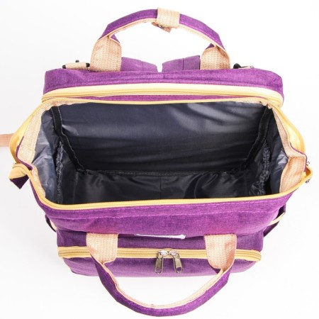 Bag backpack for mom and baby with a changing rug, purple color-12