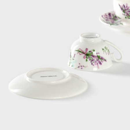 Set porcelain coffee shade "lavender", 4 items: 2 cups 80 ml, 2 saucers d = 11.6 cm, white color-6