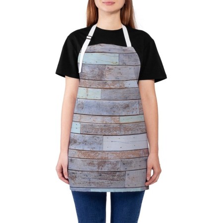 Apron kitchen with a photo print "Wooden wall", adjustable, size OS