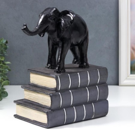 Book holder Interior "Black Elephant on Books" 25x13x21 cm-3