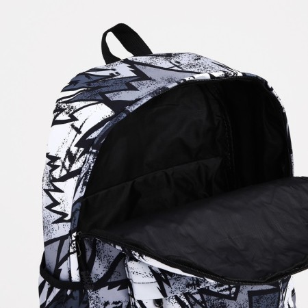 School backpack from textiles on a zipper, 3 pockets, gray/black color-5