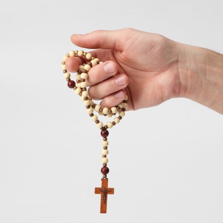 Parsing wooden "Orthodox" 50 beads through a ball, the color is light brown-2