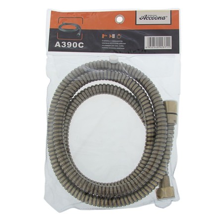 Shower hose Accoona A390c, 150 cm, brass nut, brass cone, bronze color-2