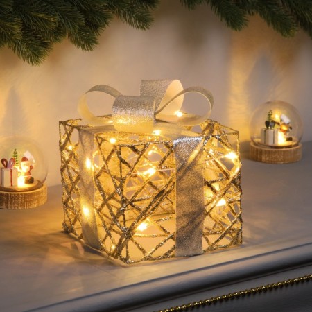 LED figure "Gift" 17x15x15 cm, 20 LED, AAH2 batteries (not in the kit), glow warm white