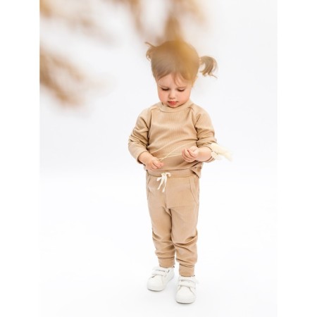 Blood wool and sliders children's fashion, height 80 cm, beige color-4