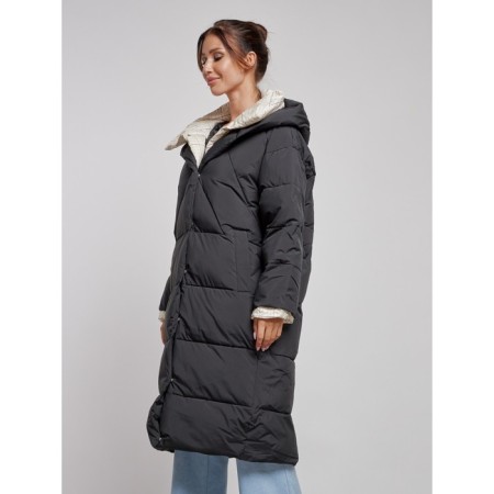 Coat insulated winter female, size 46, black color-8