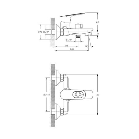 Bath mixer Rush Edge Ed7735-44, single-leaf, short surge, chrome-1