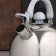 A kettle with a stainless steel whistle “marble”, 3 l, a fixed handle, chrome color