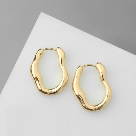 Earrings Metal "Bohemia" Virazh bend, Color Gold-1