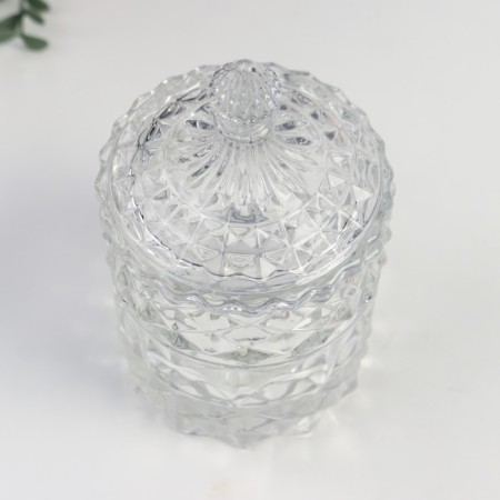 Casket glass cylinder "rhombics and dome" transparent 16x8.5x8.5 cm-1