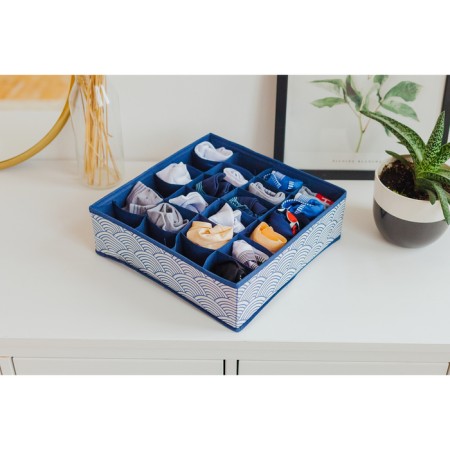 Organizer for storing linen Dalyan "Wave", 24 cells, 35 × 30 × 10 cm, blue color blue-2