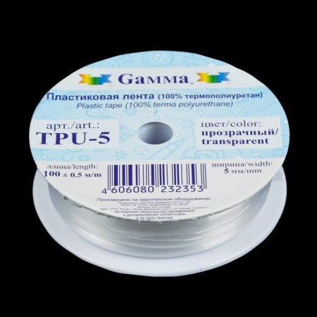 Plastic tape, 5 mm × 100 ± 0.5 m, transparent color, tpu-5-3