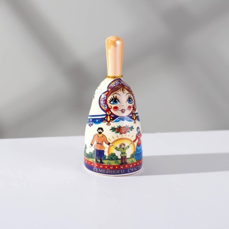 A bell with a pen "Matryoshka" 8 cm, small, ceramics,
