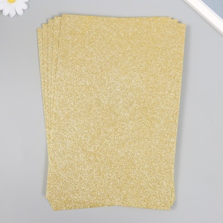 Foamiran "Light gold shine" 2 mm format A4 set 5 sheets-1