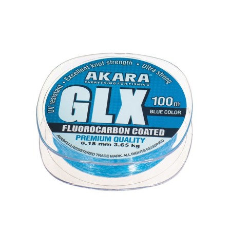 AKARA GLX Premium Blue fishing line, diameter 0.18 mm, test 3.65 kg, 100 m, blue