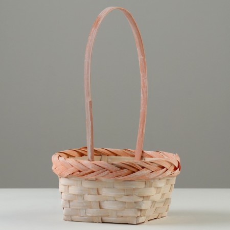 Set of wicker baskets, D16x10/31 cm, D19x10/32 cm, d21x11/36 cm, 3 pcs, peach, bamboo-2