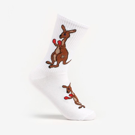 Women's socks, white color/kangaroo, size 23