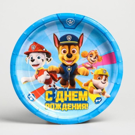 Paper plate "Happy Birthday!", 18 cm, puppy patrol-1