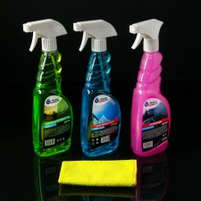 Grand Caratt Chemistry Set for complex glass care, 3 items, microfiber