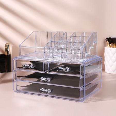 Boxing for storing manicure/cosmetic supplies, 20 sections, 4 drawers, transparent color-3
