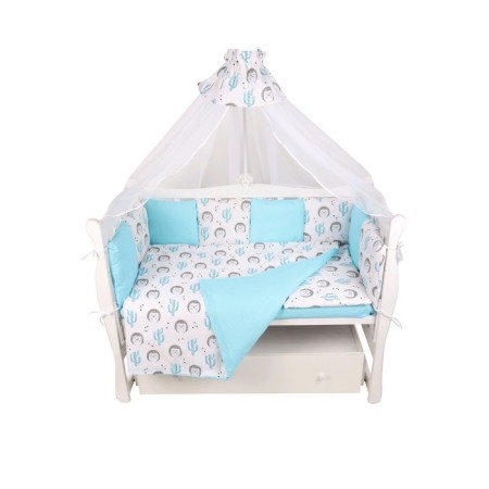 Set in a crib, 15 items, printer hedgehogs, calico-4