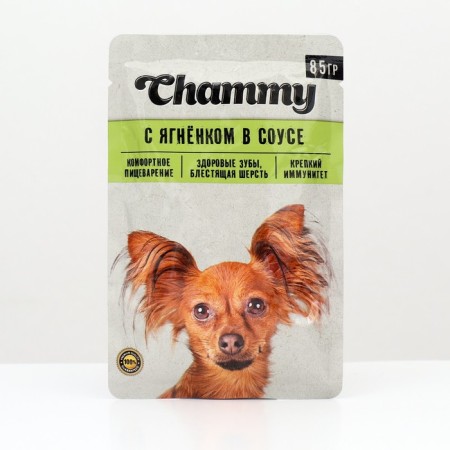 CHAMMY wet food for dogs, lambs in sauce, 85 g