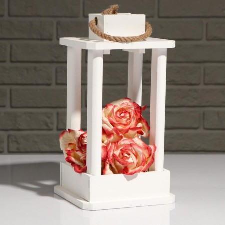Kashpo Wooden "Lantern", PEAL ROOKE, White, 16 × 16 × 30 cm