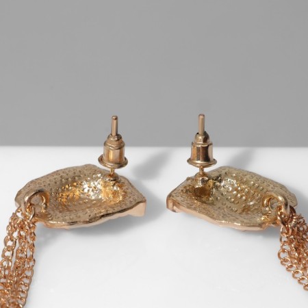 Earrings hanging "tiger" chains, color gold, 12 cm-1