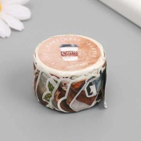 Stick Paper "Coffee sweets and drinks" 1.2 - 2.5 cm 100 pcs in a roll 11x8 cm-2