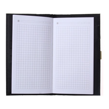 The diary is low, PVC cover, A6 format, 140 sheets in a cage, on a button, with a pocket, mix-6