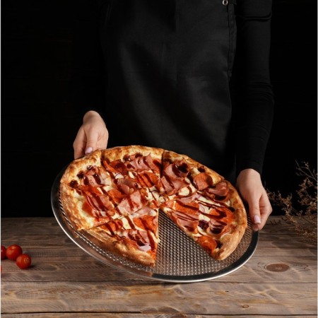 Pizza baking uniform, d = 35.5 cm, silver color-3