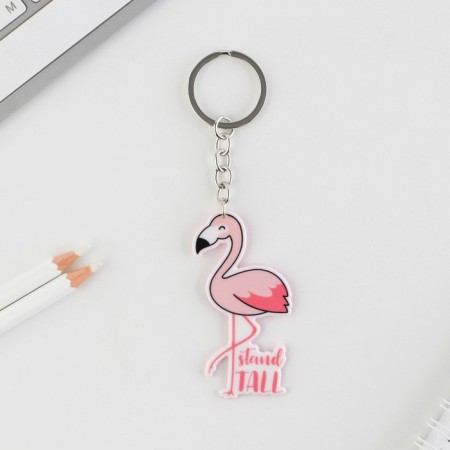 Key keychain "Pink Flamingo", metal-1