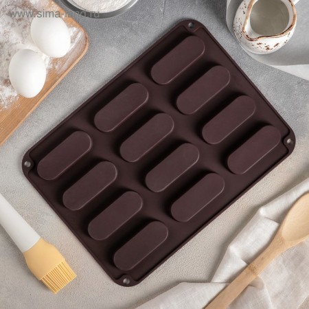 Baking uniform of the share “Sweets. Explosion”, silicone, 28 × 21 × 1 cm, 12 cells (7.6 × 2.7 × 1 cm), Mix color-7
