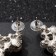 Earrings with pearls "jasmine" branch with pearls, white color in silver