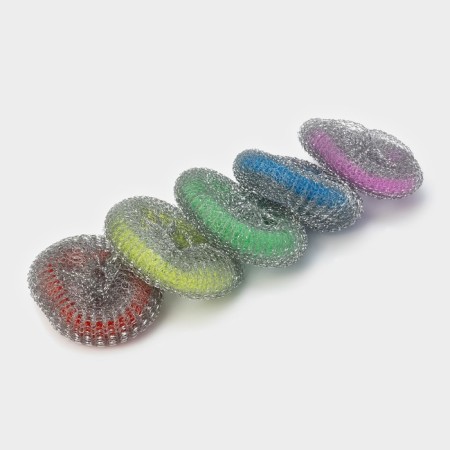 Metal sponge with a plastic ring, wicker, 20 g, mix color-2