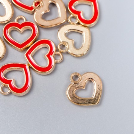 Decor for creativity metal, enamel "Heart Kant" red 1.5x1.4 cm-1