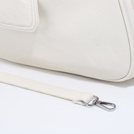 Lurch bag with lightning, external pocket, long belt, white color-6