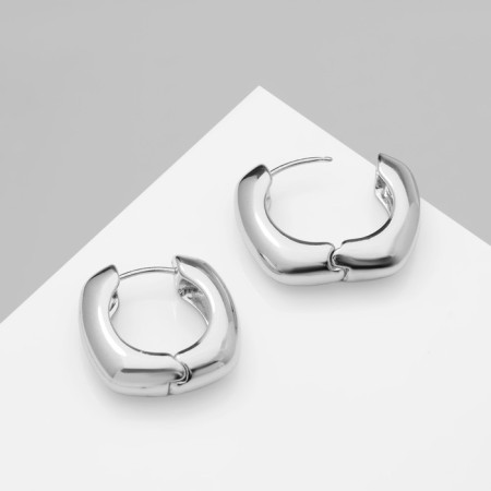 Earrings Metal "Chord" voluminous, silver color-3