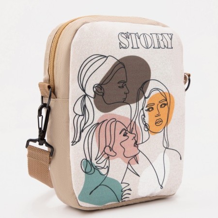 Story bag, 15x3x20 cm, lightning department, long belt, beige color-1