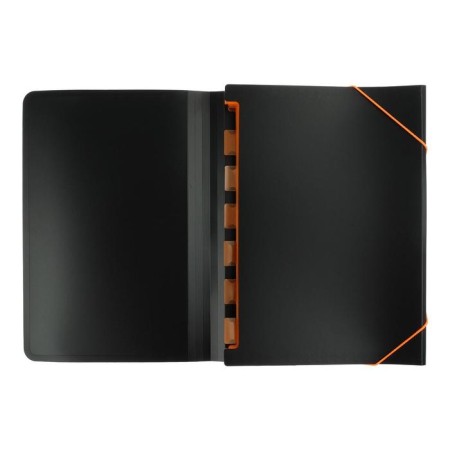 Folder-carte, A4, 6 departments, 700 μm, Erichkrause "Matt Accent", on the elastic band, embossing "sand", black, mix-1